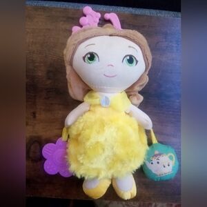 Disney Baby Belle Rattle Plush Beauty Beast Doll Sensory Hanger 12” Rare Soft.